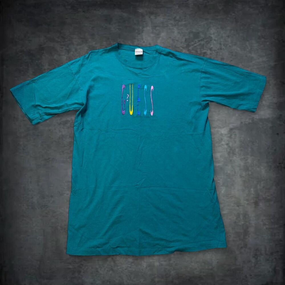 Guess Women's Green and Blue T-shirt